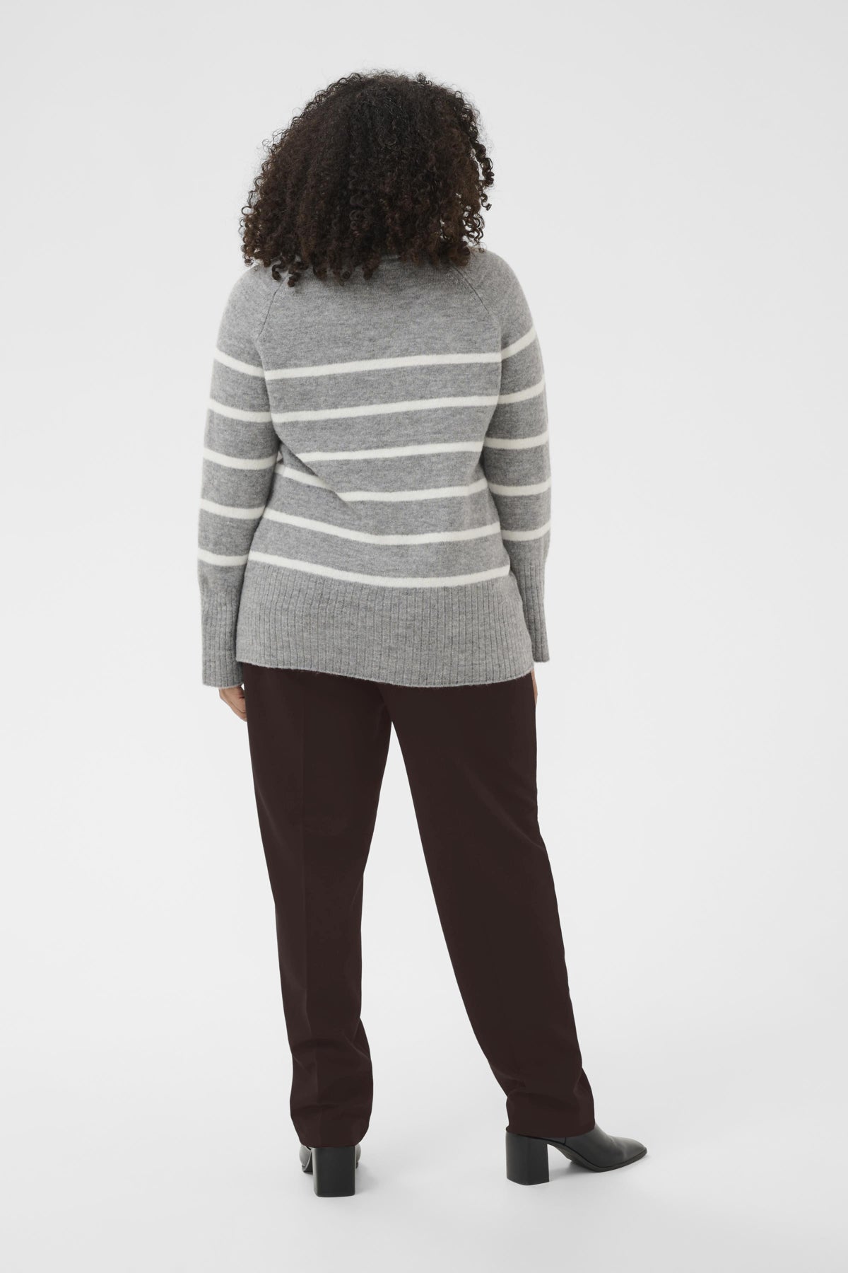KCerina Knit Pullover Light Grey Melange Chalk Strip - 10583794