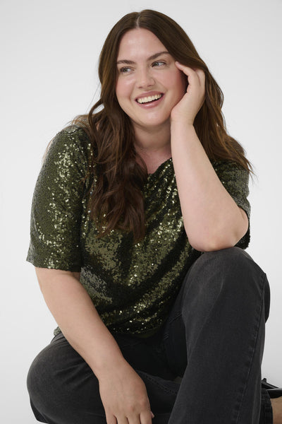 KCmirana Sequin Blouse Ivy Green - 190512 - 10583819 Thumbnail