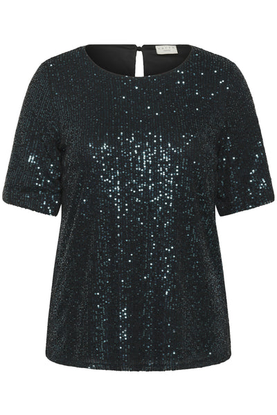 KClaila SS Blouse Dark Green Sequin - 10583883 Thumbnail