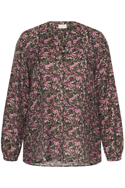 KCbelle Blouse Pink Black Graphic Flower - 10 - 10583920 Thumbnail
