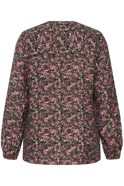 KCbelle Blouse Pink Black Graphic Flower - 10 - 10583920 Thumbnail