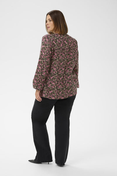 KCbelle Blouse Pink Black Graphic Flower - 10 - 10583920 Thumbnail