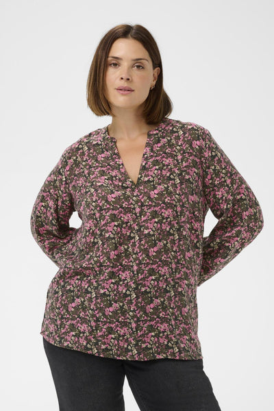 KCbelle Blouse Pink Black Graphic Flower - 10 - 10583920 Thumbnail
