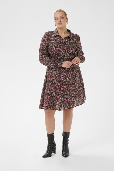 KCbelle Shirt Dress Pink Black Graphic Flower - 10 - 10583921 Thumbnail