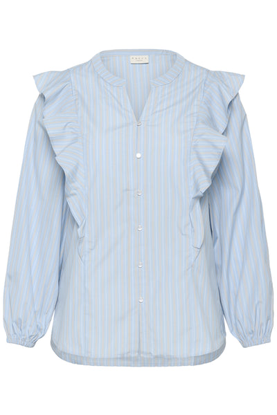 KClenia Flounce Shirt Powder Blue Stripe - 108835 - 10583926 Thumbnail