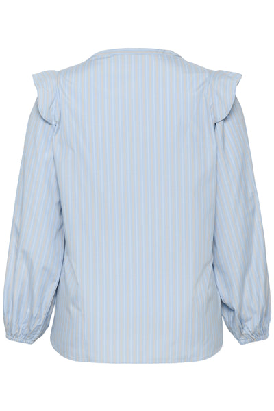 KClenia Flounce Shirt Powder Blue Stripe - 108835 - 10583926 Thumbnail