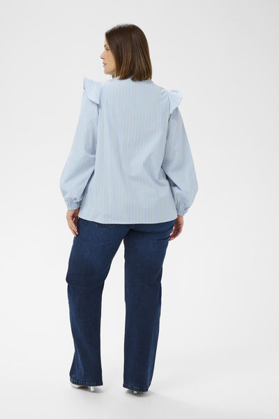 KClenia Flounce Shirt Powder Blue Stripe - 108835 - 10583926 Thumbnail