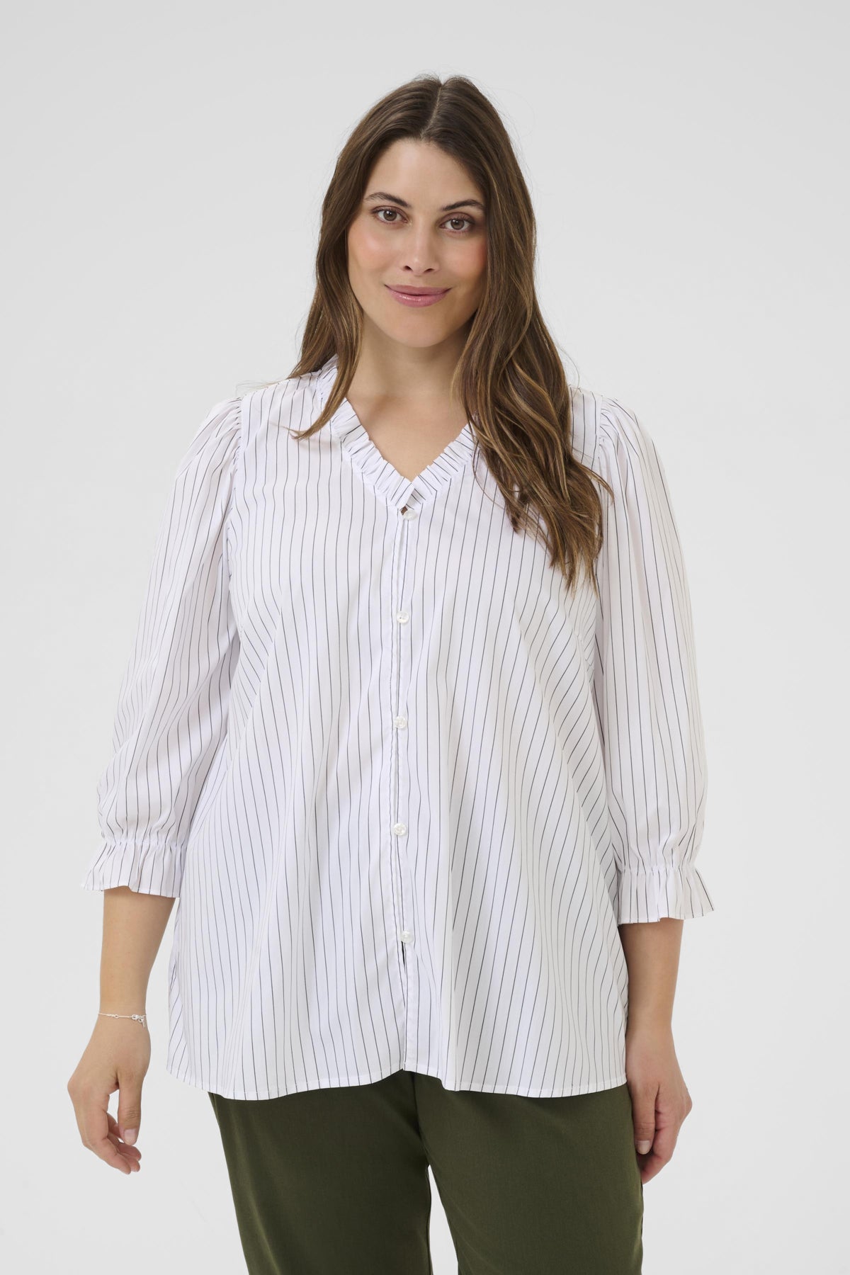 KClenia Frill Blouse Optical White Stripe - 108949 - 10583927