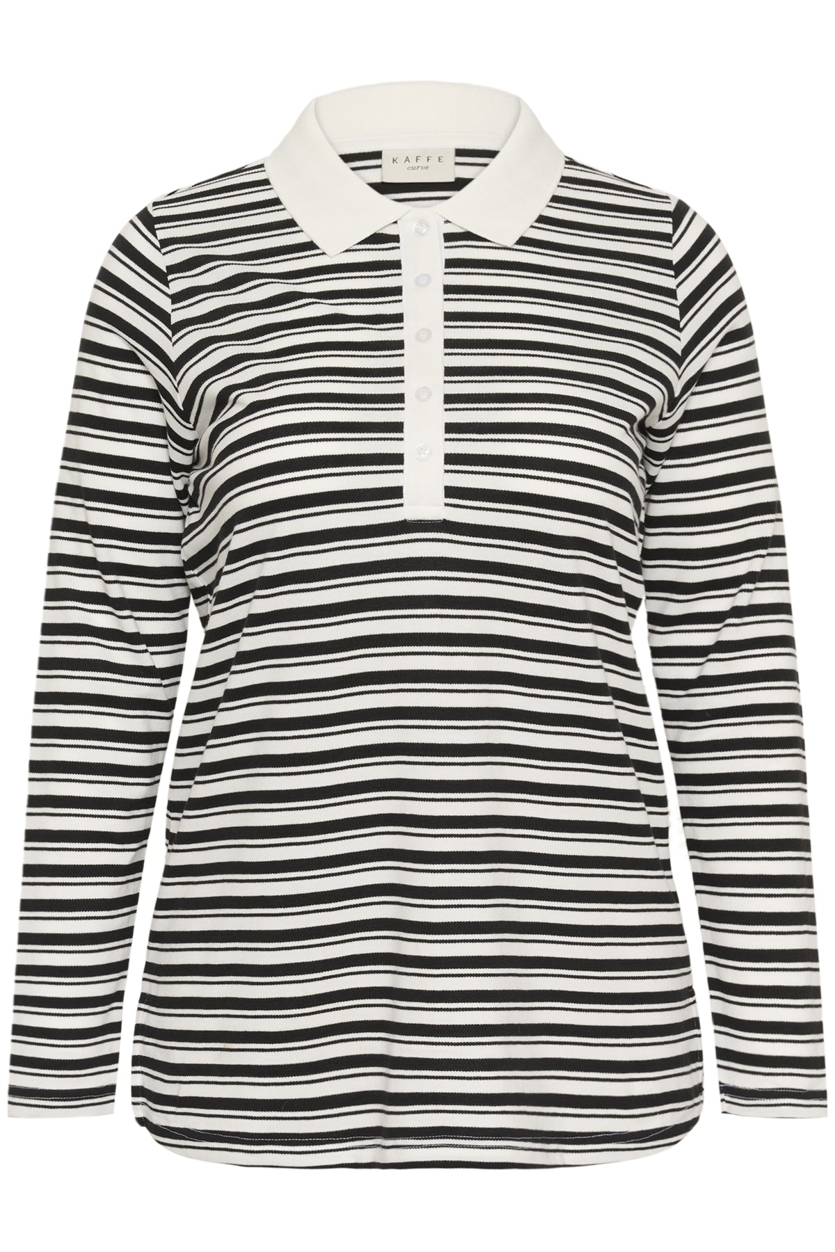 KCmiana Polo LS T-Shirt Chalk With Black Deep stripe - - 10583934