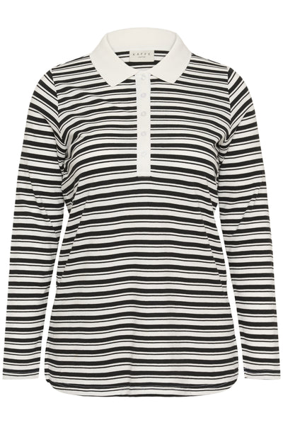 KCmiana Polo LS T-Shirt Chalk With Black Deep stripe - - 10583934 Thumbnail