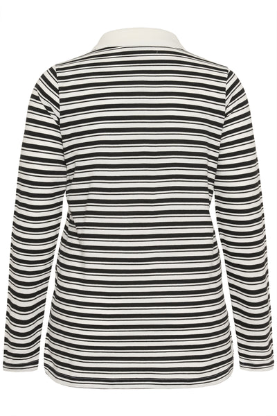 KCmiana Polo LS T-Shirt Chalk With Black Deep stripe - - 10583934 Thumbnail