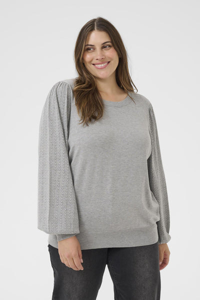 KCloni Pointell Pullover Grey Melange - 10583982 Thumbnail