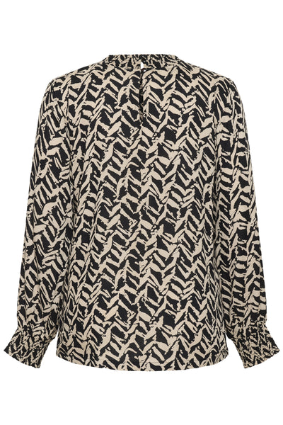 KCdena Blouse Black/Feather Grey Lines - 10583990 Thumbnail