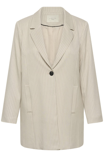 KCsirana Long Blazer Beige melange / Black stripe - - 10584021 Thumbnail