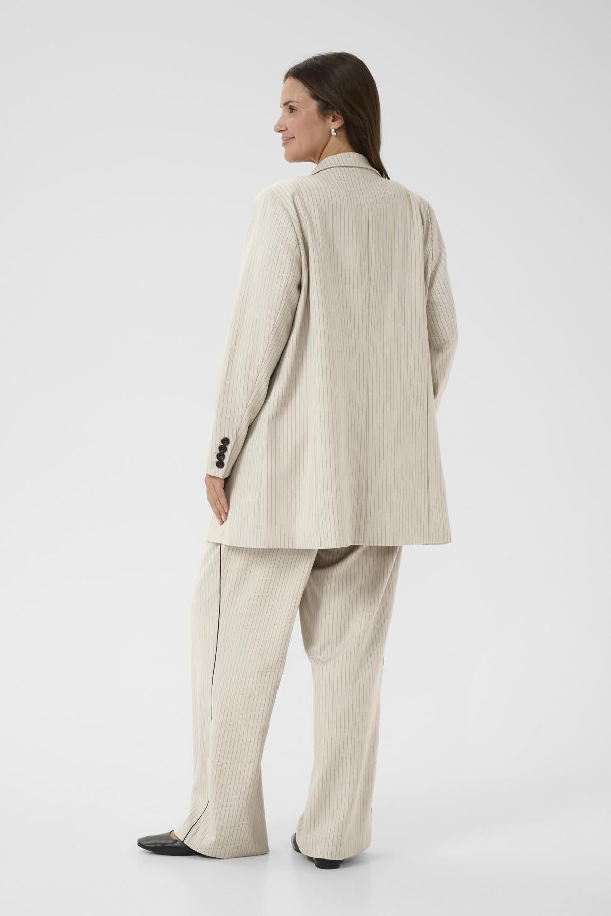 KCsirana Long Blazer Beige melange / Black stripe - - 10584021
