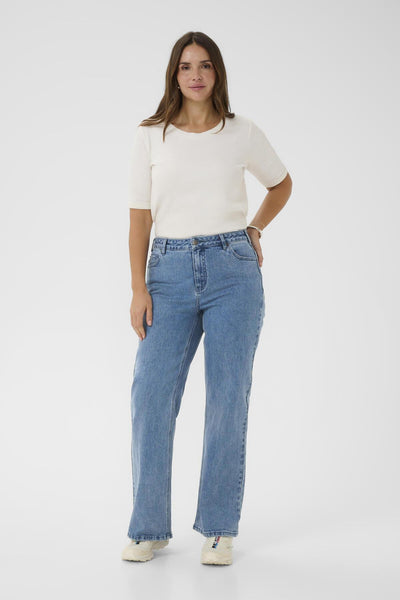 KCflora Flared Full Lenght Jea Blue Washed Denim - 100166 - 10584056 Thumbnail