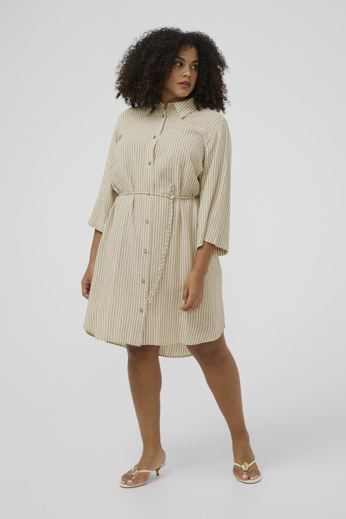 KCmille Short Shirt Dress Chinchilla/Chalk Stripe - 1054 - 10584077