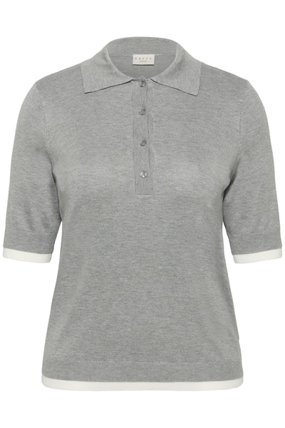 KClizzy Contrast Polo Knit Grey Melange - 100123 - 10584090 Thumbnail