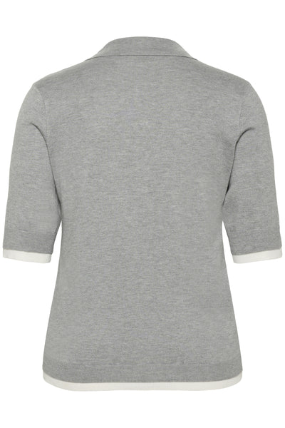 KClizzy Contrast Polo Knit Grey Melange - 100123 - 10584090 Thumbnail