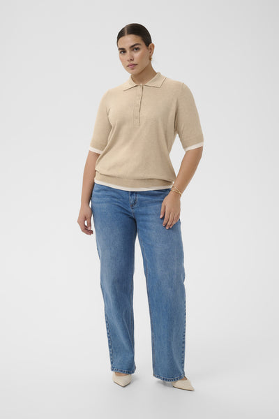 KClizzy Contrast Polo Knit Feather Gray Melange - 1513051 - 10584090 Thumbnail