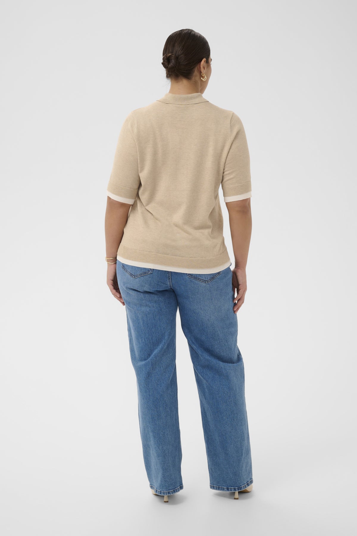 KClizzy Contrast Polo Knit Feather Gray Melange - 1513051 - 10584090
