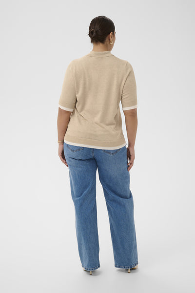 KClizzy Contrast Polo Knit Feather Gray Melange - 1513051 - 10584090 Thumbnail