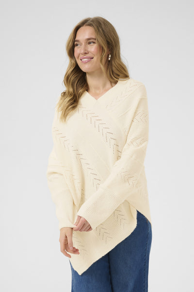CRHoliday Knit Poncho Eggnog Melange - 10610828 Thumbnail