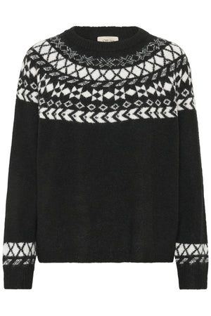 CRCherrie Knit Pullover Pitch Black w. White Jaquard - - 10612842