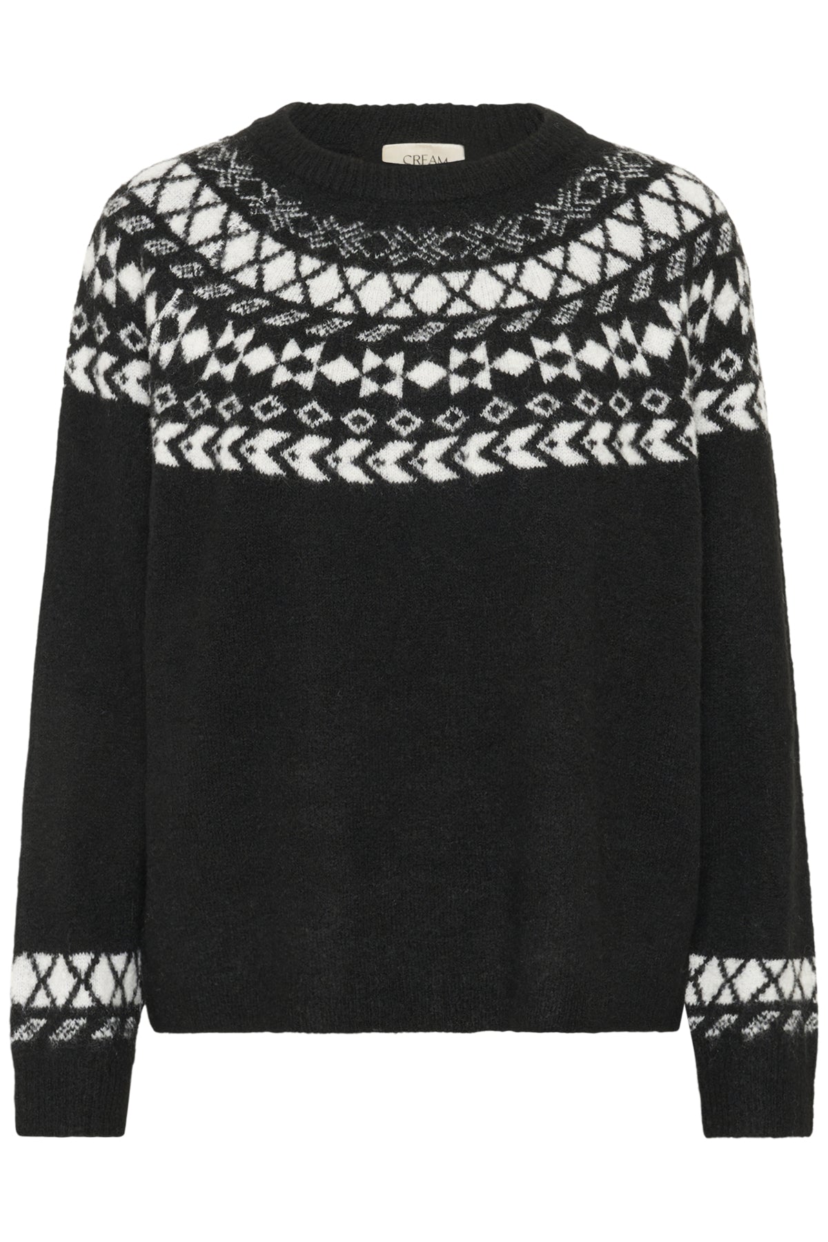 CRCherrie Knit Pullover Pitch Black w. White Jaquard - - 10612842
