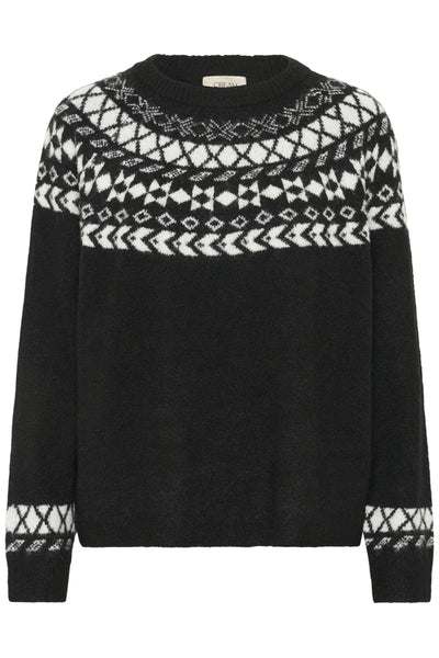 CRCherrie Knit Pullover Pitch Black w. White Jaquard - - 10612842 Thumbnail