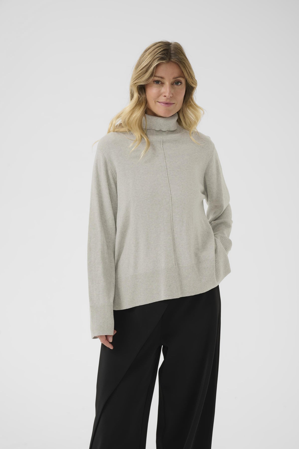 CRAnva Rollneck Pullover Light Grey Melange - 100827 - 10613181