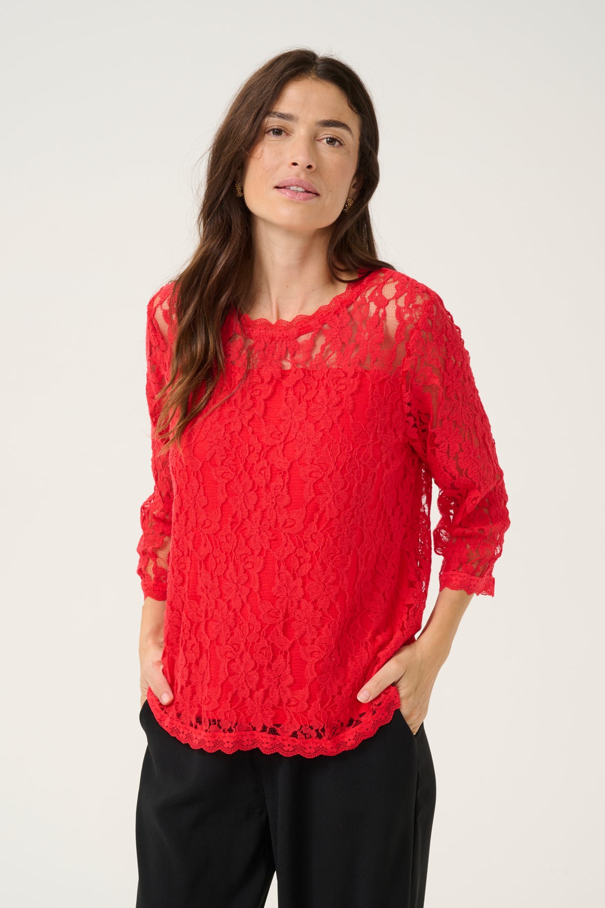 CRKit 3/4 Sleeve Blouse 10613238 High Risk Red