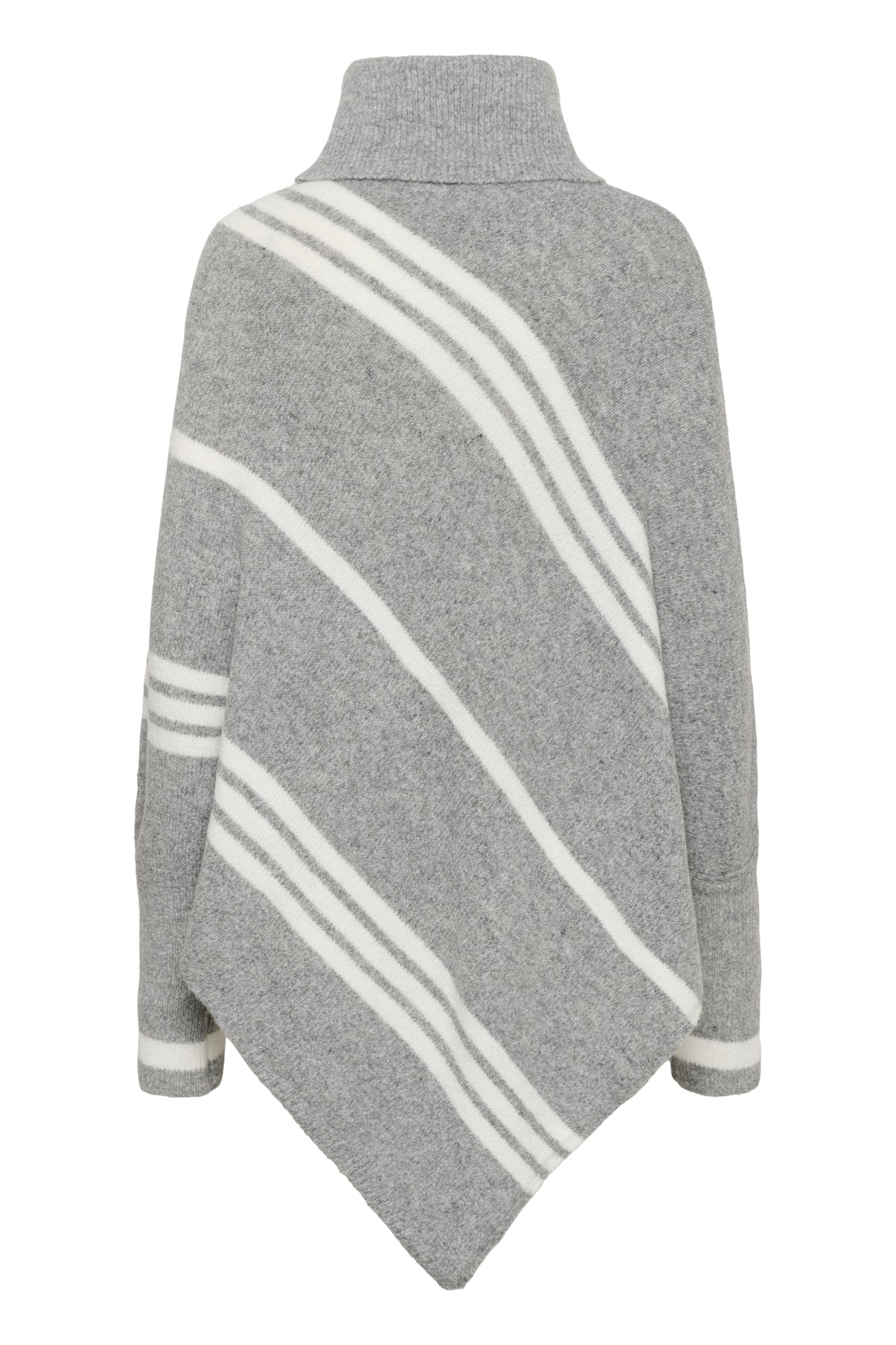 CRKuma Turtelneck Poncho Grey Melange White Stripe - 10 - 10613574