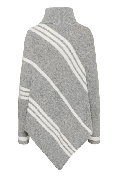 CRKuma Turtelneck Poncho Grey Melange White Stripe - 10 - 10613574 Thumbnail