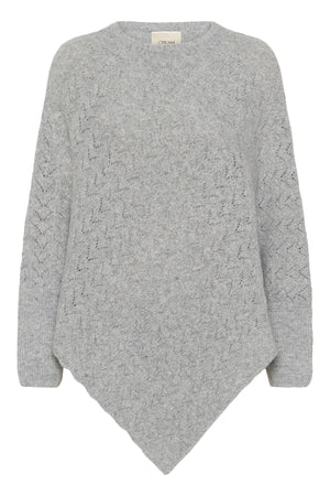 CRHoliday O-neck Knit Poncho Light Grey Melange - 100827 - 10613709