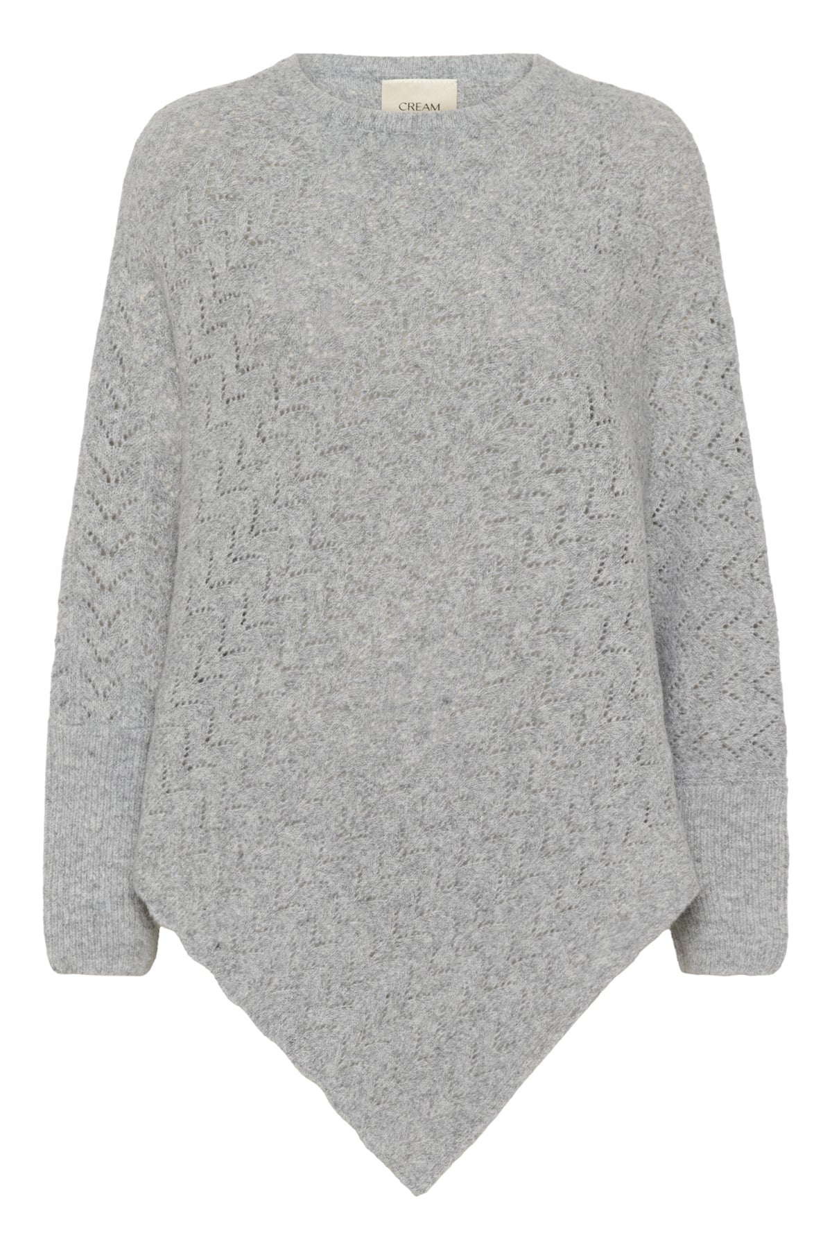 CRHoliday O-neck Knit Poncho Light Grey Melange - 100827 - 10613709