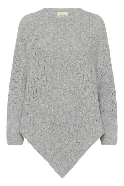 CRHoliday O-neck Knit Poncho Light Grey Melange - 100827 - 10613709 Thumbnail