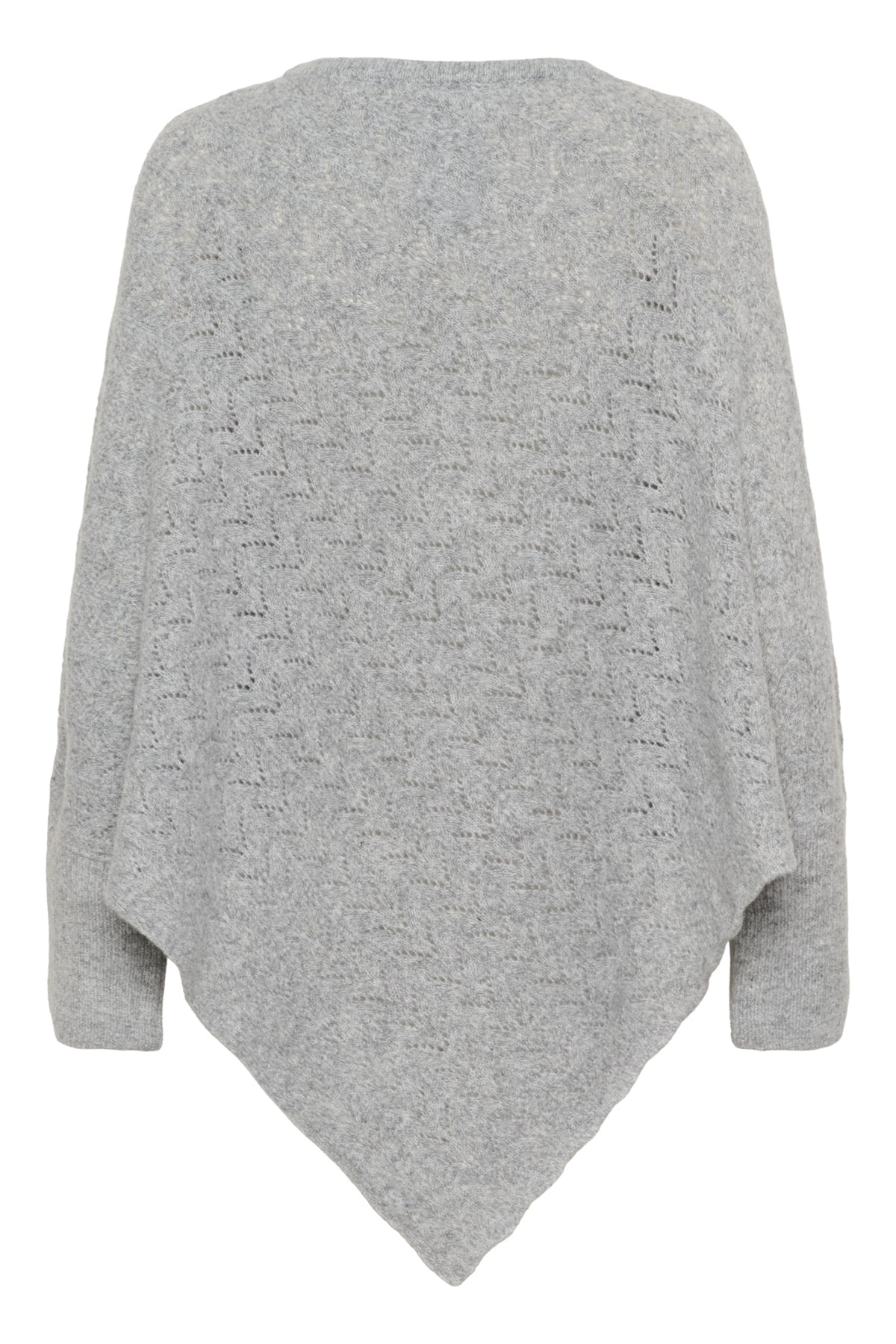 CRHoliday O-neck Knit Poncho Light Grey Melange - 100827 - 10613709