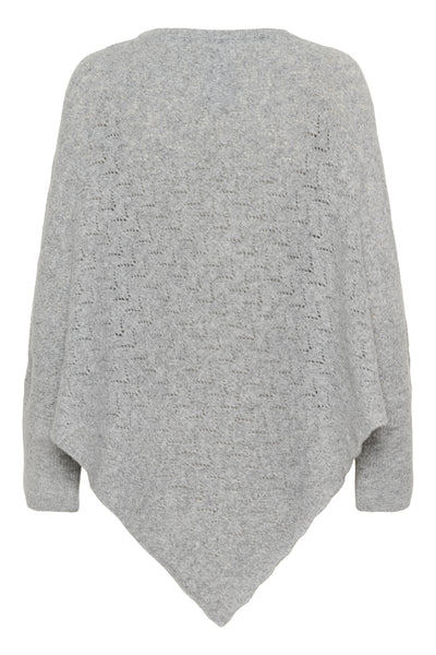 CRHoliday O-neck Knit Poncho Light Grey Melange - 100827 - 10613709 Thumbnail