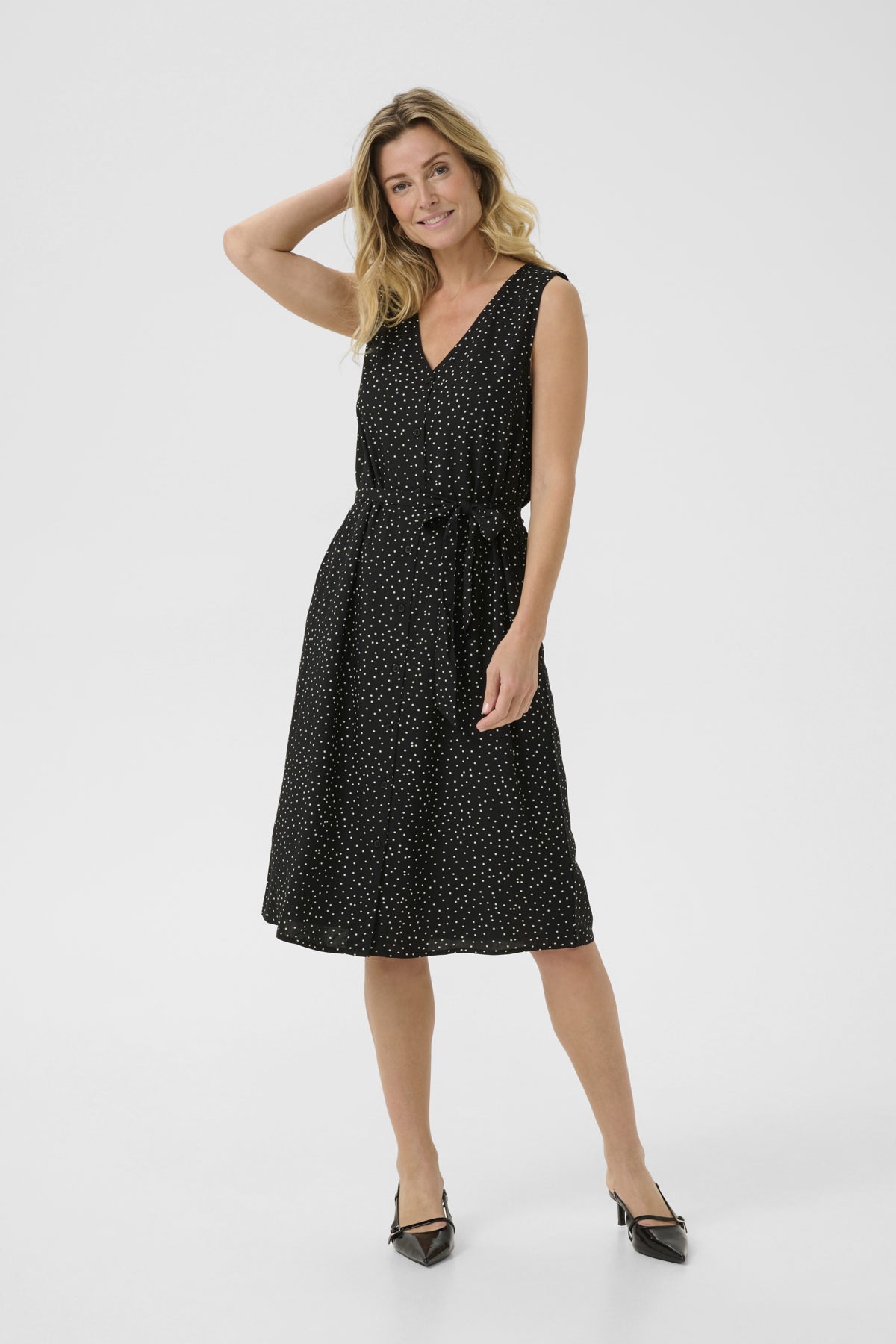 CRTiah Sleeveless Dress Pitch Black Dot - 10613948