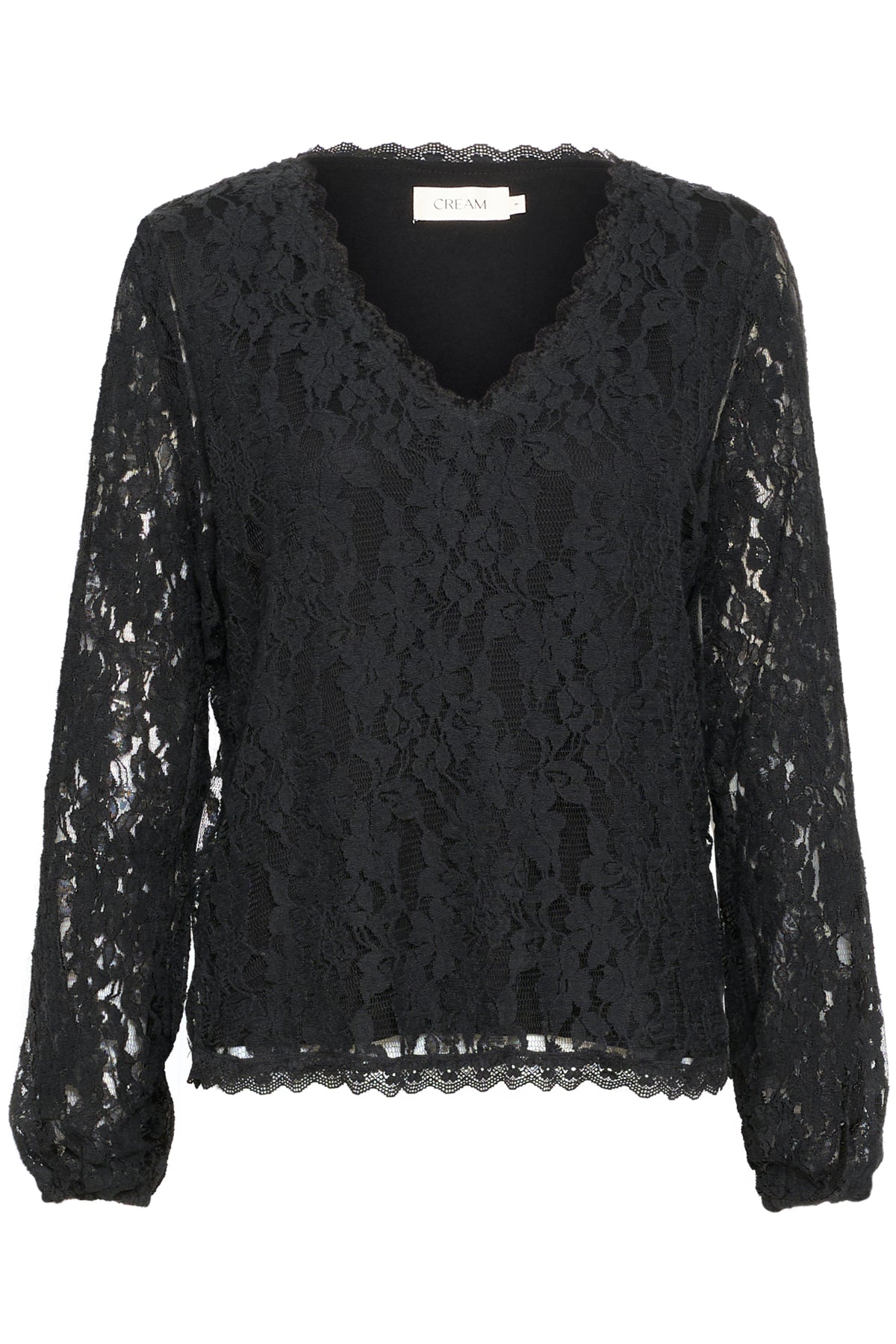 CRKit V-Neck Lace Blouse Pitch Black - 10614067
