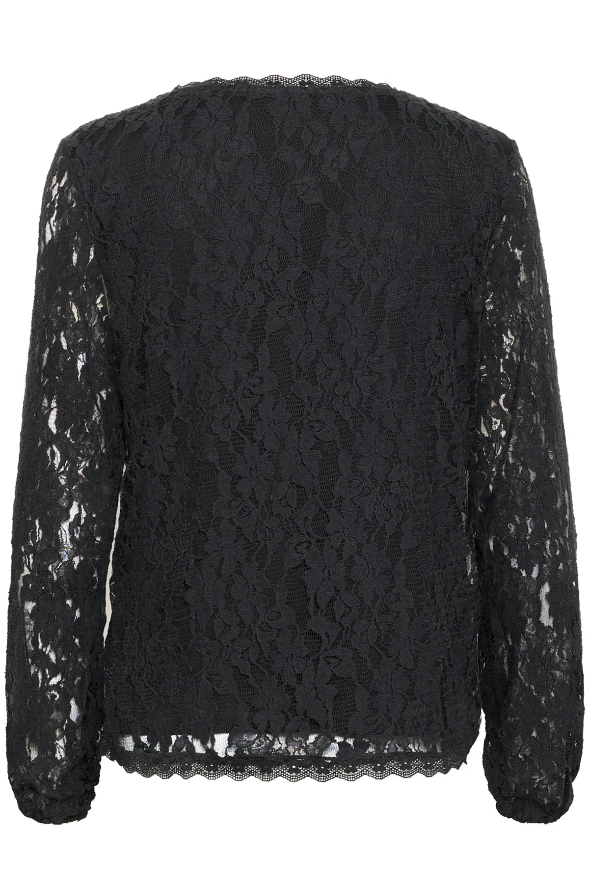 CRKit V-Neck Lace Blouse Pitch Black - 10614067