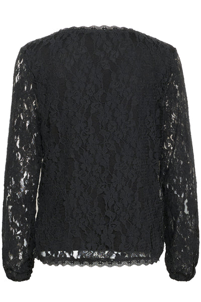 CRKit V-Neck Lace Blouse Pitch Black - 10614067 Thumbnail