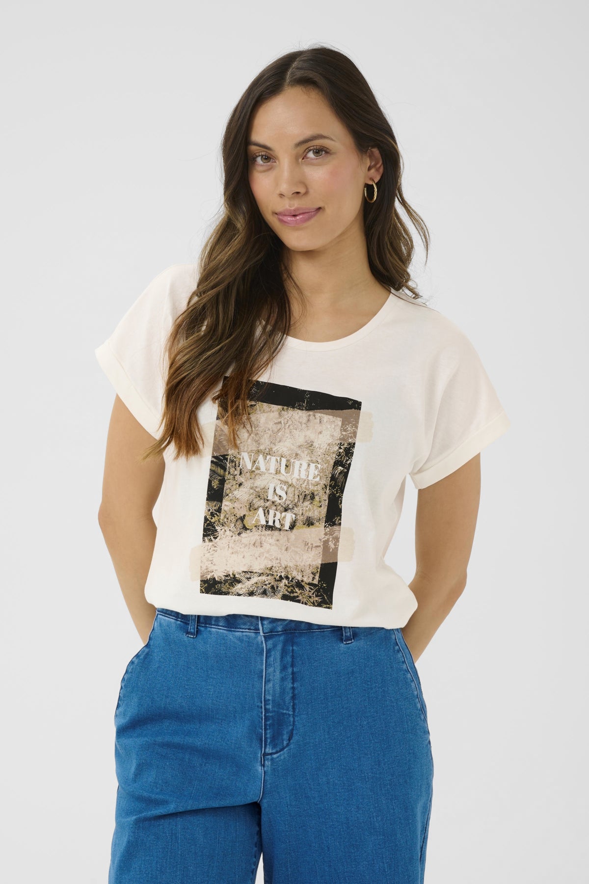 CRSita T-Shirt Green Beige Nature Is Art - 10614080