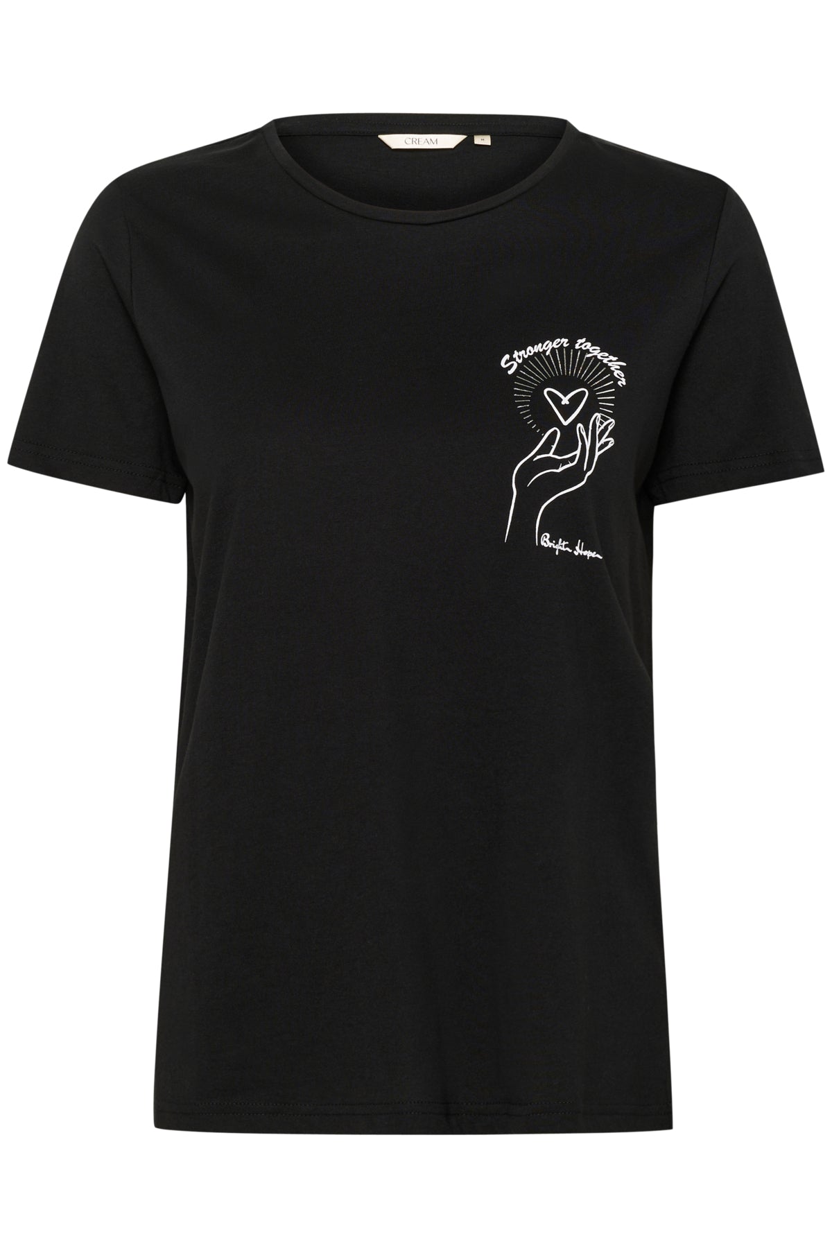 CRUmra T-Shirt Black w. white Heart Hand - 10614116