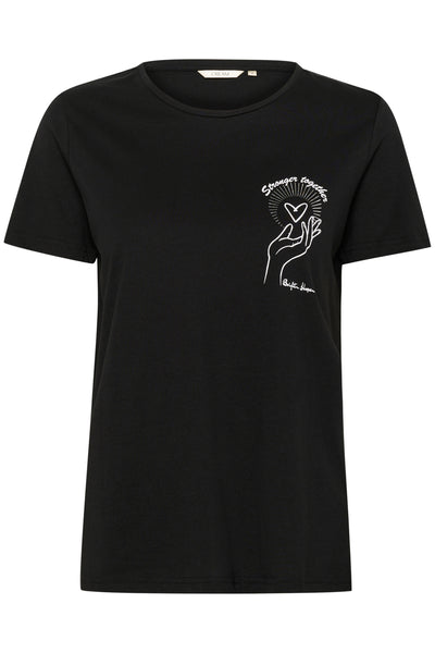 CRUmra T-Shirt Black w. white Heart Hand - 10614116 Thumbnail