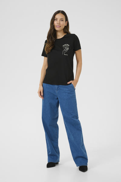 CRUmra T-Shirt Black w. white Heart Hand - 10614116 Thumbnail