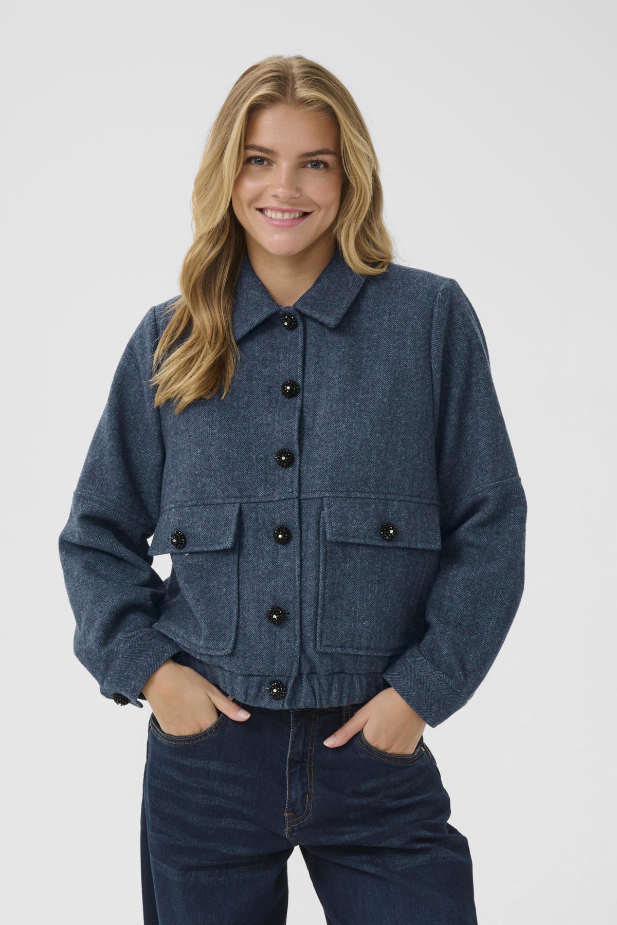 CRSadie Bomber Navy Herringbone - 10614136