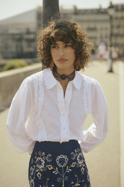 CRLau Frill Shirt Snow White - 10614165 Thumbnail