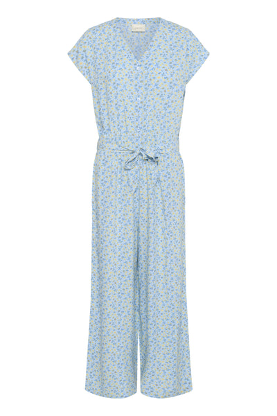 CRTiah Sleeveless Jumpsuit Blue Yellow Small Floral - 10614227 Thumbnail